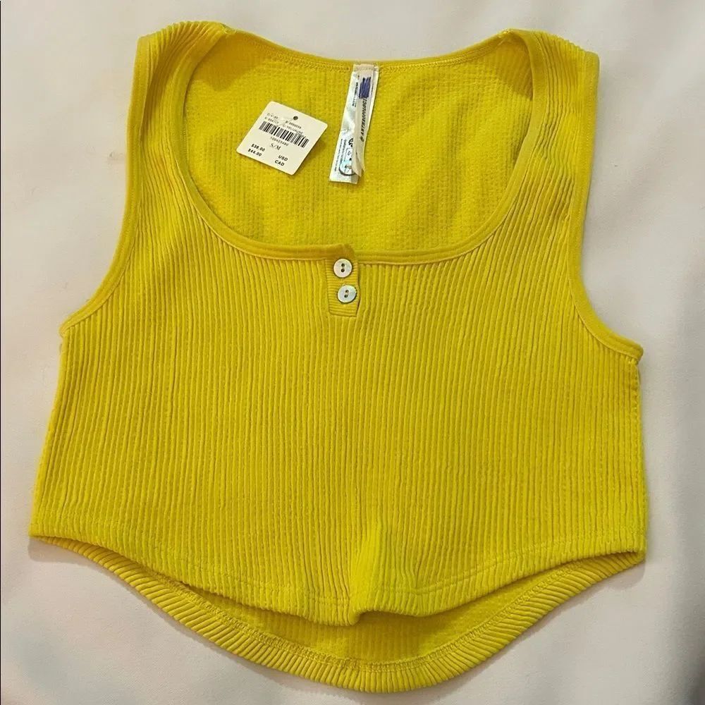 Anthropologie Vibrant Yellow Textured cropped tank- small/medium new with tags